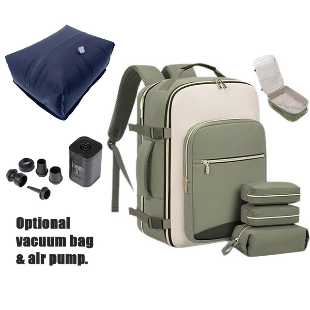 Multifunctional Backpack Set with Vacuum Compression System and Organizer Pouches Expandable Luggage Bag for Travel