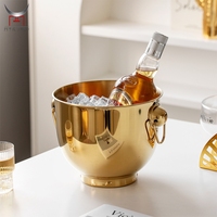 Seau à glace de luxe en acier inoxydable avec doubles poignées, 4,8 L, pour refroidir le vin, le champagne et la bière, idéal pour la maison, le bar, les mariages et les fêtes