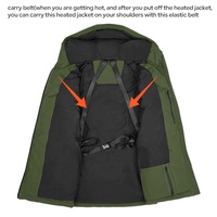 Veste d'hiver unisexe vert olive chauffante, respirante, coupe-vent, rechargeable, pour l'extérieur, avec logo OEM ODM pour temps froid