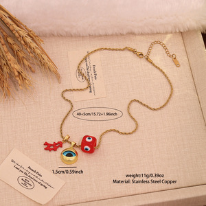 Joyería de Moda Vintage para Mujer, Bijoux de Acero Inoxidable con Baño de Oro de 18K, Dijes de Protección de Esmalte Colorido, Amuleto de Ojo Turco y Hamsa, Regalo - Product Image 5