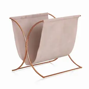 Organizador de dormitorio de terciopelo rosa para el hogar, soporte para archivos de revistas, con alambre de oro rosa, estante de metal en KD