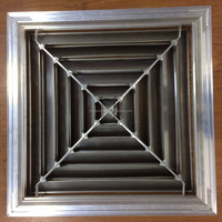 Diffuseur de grille HVAC moderne en alliage d'aluminium carré pour ventilateur de plafond vertical, conception de climatisation