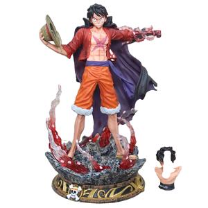 <span class=keywords><strong>Figurine</strong></span> de dessin animé One Piece Monkey D. Luffy 37 cm, 2 têtes interchangeables, statue GK en PVC, modèle de collection, décoration, jouet - Product Image 1