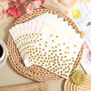 White Paper Napkins With Gold Foil Polka Dots 330mm Disposable For Birthday Parties And Celebrations - Product Image 4