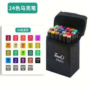 Hot Selling Usa Mairun Model 406 24/36/48 Colors Dual Tip Art Drawing <b>Permanent</b> Alcohol <b>Markers</b> Pen Set Shoulder Bag Custom Logo - Product Image 1