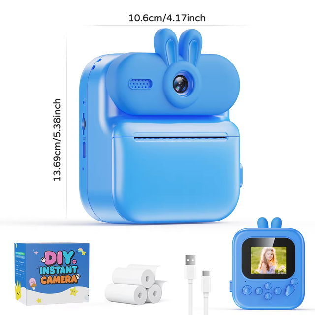 Kids Camera Instant 1080P HD Dual Lens Selfie Digital Camera for Girls Boys Christmas Birthday Gifts Toys With 32G Print