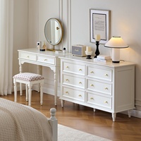 Table de maquillage en bois massif de style français, multifonctionnelle, pour chambre à coucher, style américain moderne et simple, couleur crème, pour petit appartement