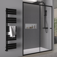 Kamar Mandi Geser Berbingkai Aluminium untuk Proyek Hotel, Kaca Tempered Bening, Kabin Mandi Ukuran Khusus