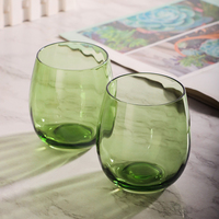 Groothandel Aanpasbare Handgeblazen Kristal Rode Wijn Glazen Groene Vintage Beker Voor Restaurant Hotel Feest