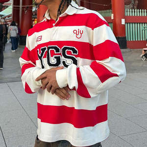Camiseta de Algodón Grueso con Logotipo Gráfico Personalizado, Camiseta Polo de Manga Larga de Alta Calidad, Diseño Urbano - Product Image 2