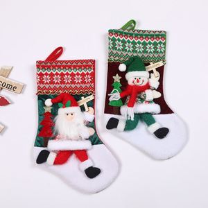 White Christmas <b>Stocking</b> with Cute Navidad Cartoon Design Reusable Gift Bag for Holiday Decoration and <b>Kids</b> Family - Product Image 2