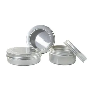 Empty Cosmetic Aluminum tin 10g 20g 30g 50g 100g tea spice hand facial Cream Jars Aluminum metal Cans With Window