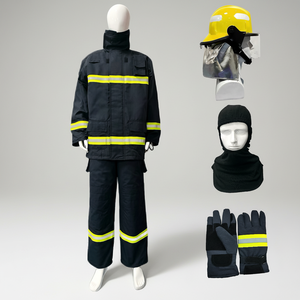 CE-Zertifizierter Aramid-Baumwoll-Feuerwehranzug Reflektierender Brandbekämpfungsanzug Waldbrand-Ausrüstungsset mit Helm, Jacke und Hose - Product Image 1