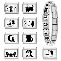 Bracelet à breloques italien en acier inoxydable, motif animal de dessin animé, module DIY à assembler, simple, créatif, fait main, accessoire personnalisé