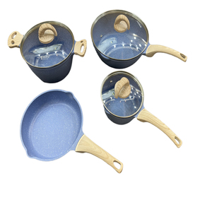 高品質10点セット モダンデザイン アルミ合金製調理器具セット ノンスティックマーブルコーティング 環境に優しいガラス/シリコン製蓋付き ホット - Product Image 6