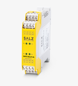 Safe E-Stop <b>Relay</b> 2NO Non-Del. 2NO Del. 3S Fixed 2 Safe/2 Del. Contacts 1/2-Ch <b>Auto</b>/Man. Start SIL3/Cat4/PLe 24V AC/DC SALZ <b>Auto</b> - Product Image 1