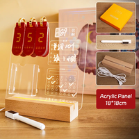 Calendrier de bureau en acrylique personnalisable, tableau de messages effaçable avec lumière nocturne lumineuse, décoration de calendrier lumineux