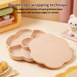Plato de silicona antideslizante con ventosa para bebé, bandeja de alimentación dividida con tapa, fácil de limpiar, plato para niños pequeños, venta al por mayor de fábrica - Product Image 5