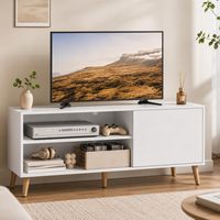 Unterhaltungszentrum mit Schiebetür, verstellbarem Regal und Holzbeinen für das Wohnzimmer