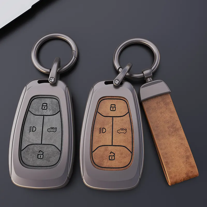 Instale la cubierta de protección de la llave del coche de cuero de aleación de Zinc lethher para Indian Tata ESTATE Auto Accesorios