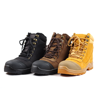 Bottes de travail montantes antidérapantes tricolores avec fermeture éclair, embout en acier, semelle extérieure en PU+caoutchouc, doublure en maille, unisexe, toutes saisons, pour usine et industrie