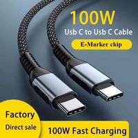 Kabel Data 480Mbps 1M 2M Laptop Ponsel Pengisian Cepat Kabel Nilon Tipe C 100W Micro USB C Kabel Nilon