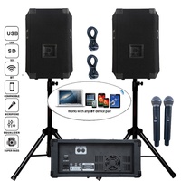 Sistema de Altavoces PA Portátil de 1000W con 2 Subwoofers de 12 Pulgadas, BT, TWS, Karaoke, Mezclador de 6 Canales, Micrófono Inalámbrico, Madera, OEM, AC 250W