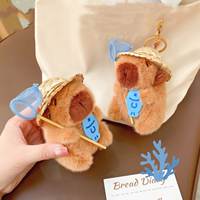 Porte-clés en peluche Capybara, jouet en peluche, chapeau de paille, attrape-poissons, peluches, peluches Capibaras, jouets en peluche Capybara