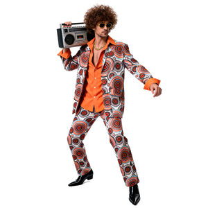 Tenue rétro hippie des années 70/80 à manches cloche et pantalon pattes d'éléphant en polyester ; Ensemble de <span class=keywords><strong>vêtements</strong></span> de scène pour couple à motif <span class=keywords><strong>disco</strong></span> cercle COS - Product Image 5