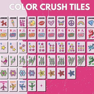 Juego de Mahjong Americano Corey Paige Pink Tile de 160 Piezas, Fichas de Mahjong Acrílicas Talladas en Forma de Estrella, Juego Completo - Product Image 4