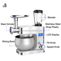 Mélangeur Électrique Planétaire 3-en-1 en Acier Inoxydable 1300W 5L pour Pâtisserie Familiale et Préparation de Pains