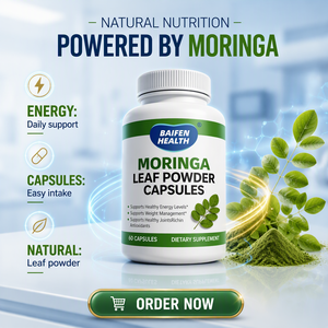 Capsules d'extrait de feuilles de Moringa Oleifera en marque privée OEM, 1000 mg, pour adultes, 60 capsules, favorisent le métabolisme cutané et la fonction immunitaire - Product Image 1