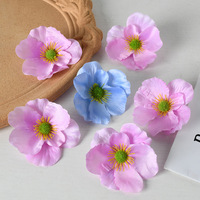 Têtes de fleurs de pavot artificielles en soie, embellissements floraux faux gaufrés de style bohème pour épingles à cheveux de mariage, artisanat et décoration vestimentaire