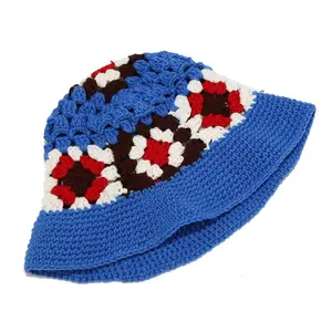 MOTE-ZA178 High Quality Summer Cotton Knitted Bucket Hat For Women Wholesale Crochet Flower Hat Ruffle
