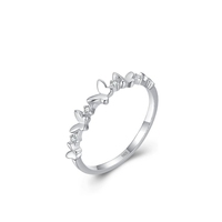 Fine Jewelry S925 Sterling Silver Micro-Inlay Butterfly Couple Ring Japonais et Coréen Niche Design Fresh Ring Hommes et Femmes