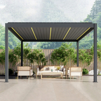 Pergola moderne en aluminium, résistante au vent, avec revêtement en poudre noire, écologique, imperméable, kit de gazebo, auvent réglable pour balcon