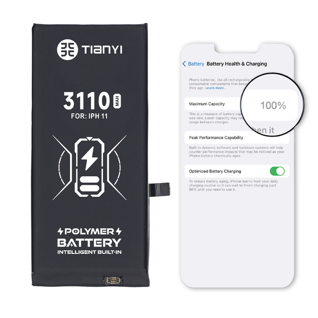 TianYi 100% Genuine Lithium Battery for iPhone 11 12 13 14 Pro Max Mini Popup Repair Replacement Full Capacity New Condition