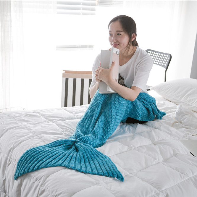 Mermaid Tail Blanket Soft Thick  Comfortable Popular Baby Kids Wholesale Throw Blanket Jy Knitted Mermaid Blanket