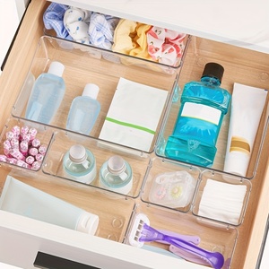 6/11/15 pezzo di plastica trasparente organizer <span class=keywords><strong>per</strong></span> <span class=keywords><strong>cassetti</strong></span> 4 dimensioni versatili <span class=keywords><strong>per</strong></span> <span class=keywords><strong>cassetti</strong></span> da cucina vassoi divisori impilabili - Product Image 5