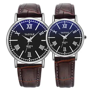 YAZOLE D 313 מכירה לוהטת סין מפעל סיטונאי זוג שעונים גברים קוורץ שעונים לוגו מותאם אישית שעוני יד לאוהבים