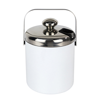 Seau à glace en acier inoxydable miniature pour sublimation, seau à champagne portable à double paroi, seau à boissons blanc avec couvercle et pinces