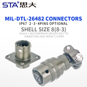Connettore Circolare MIL-DTL-26482 PT06A MS3116E 8-3S MS3112, Presa Aviazione Maschio-Femmina a Baionetta per Montaggio su Pannello - Product Image 1