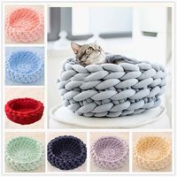 Lit rond pour petits chiens et chats, personnalisable avec logo, en tissu écologique, motif uni, vente en gros du fabricant