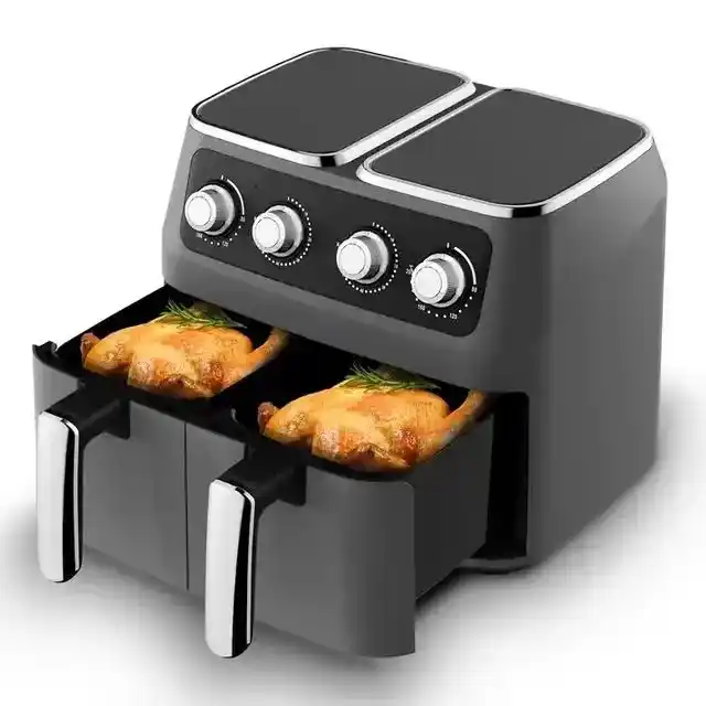Double Air Fryer With Dual Basket 9l Two Dual Zone 2 Basket Deep Air Fryer  Electric