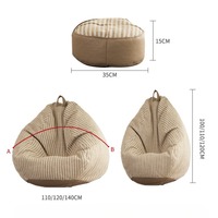 Fauteuil Poire Moderne Grand Format en Lin et Coton, Canapé Paresseux Tatami Monoplace Portable avec Poignée pour Salon, Chambre et Balcon