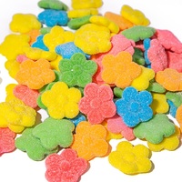 Nouveau bonbon sucré aigre-doux enrobé de sucre en forme de fleur saveur de fruit