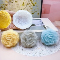 Grands moules en silicone 3D pour fleurs de pivoine et d'hibiscus, 3 tailles, pour bougies, gypse, bricolage