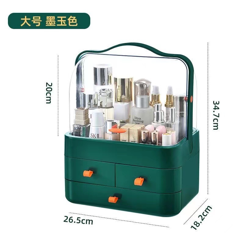 Color jade oscuro, almacenamiento grande de tres capas