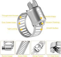 Colliers de serrage pour tuyaux en acier inoxydable, collier de serrage à vis sans fin réglable pour conduites de carburant, applications de plomberie, automobile et mécaniques