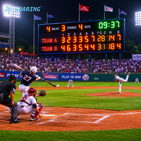 Tableau d'affichage LED de score de baseball, affichage numérique rouge avec commande sans fil pour stade